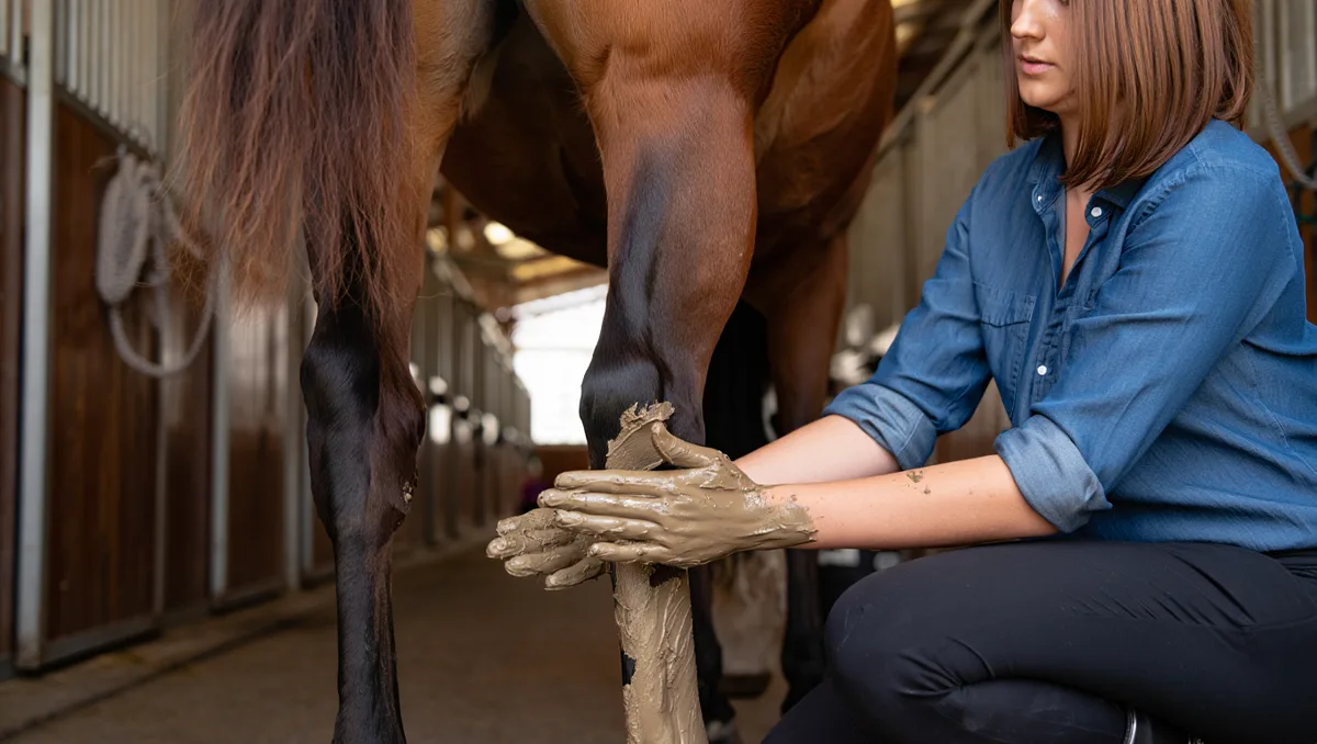 Quand et pourquoi appliquer de l’argile sur un cheval ? — On utilise l’argile pour ses qualités absorbantes, apaisantes et, selon les types, tonifiantes ou détoxifiantes. Concrètement, elle sert souvent à réduire les échauffements des membres après l’effort, calmer de petites