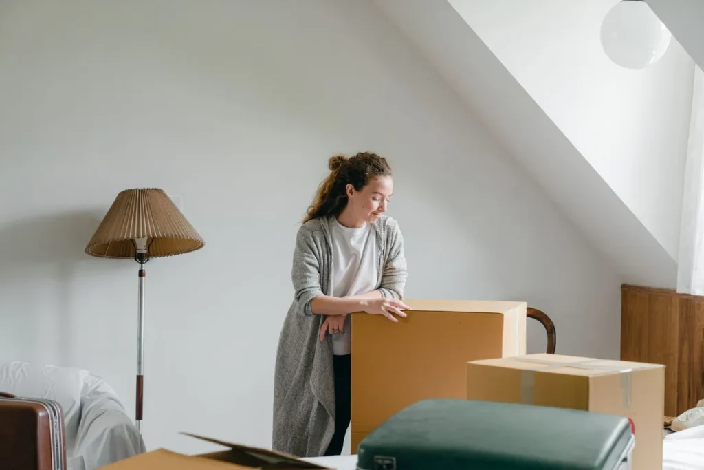 Coin sombre d'un grenier encombré de cartons, isolation et débris—habitat idéal pour les nids de rongeurs.