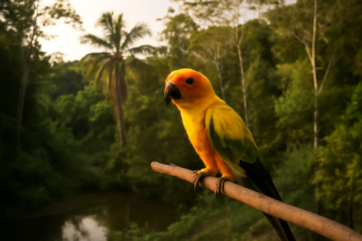 Quelle est l'origine et les caractéristiques clés de la conure soleil ? — La conure soleil provient principalement du nord-est de l' Amérique du Sud , notamment du Guyana, du Suriname et du nord du Brésil. Dans son milieu naturel, elle