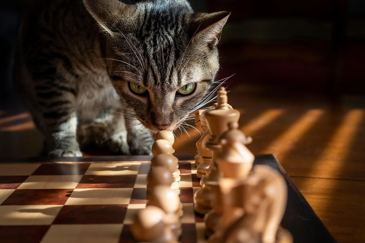 Chat de race Persan assis dans un intérieur lumineux