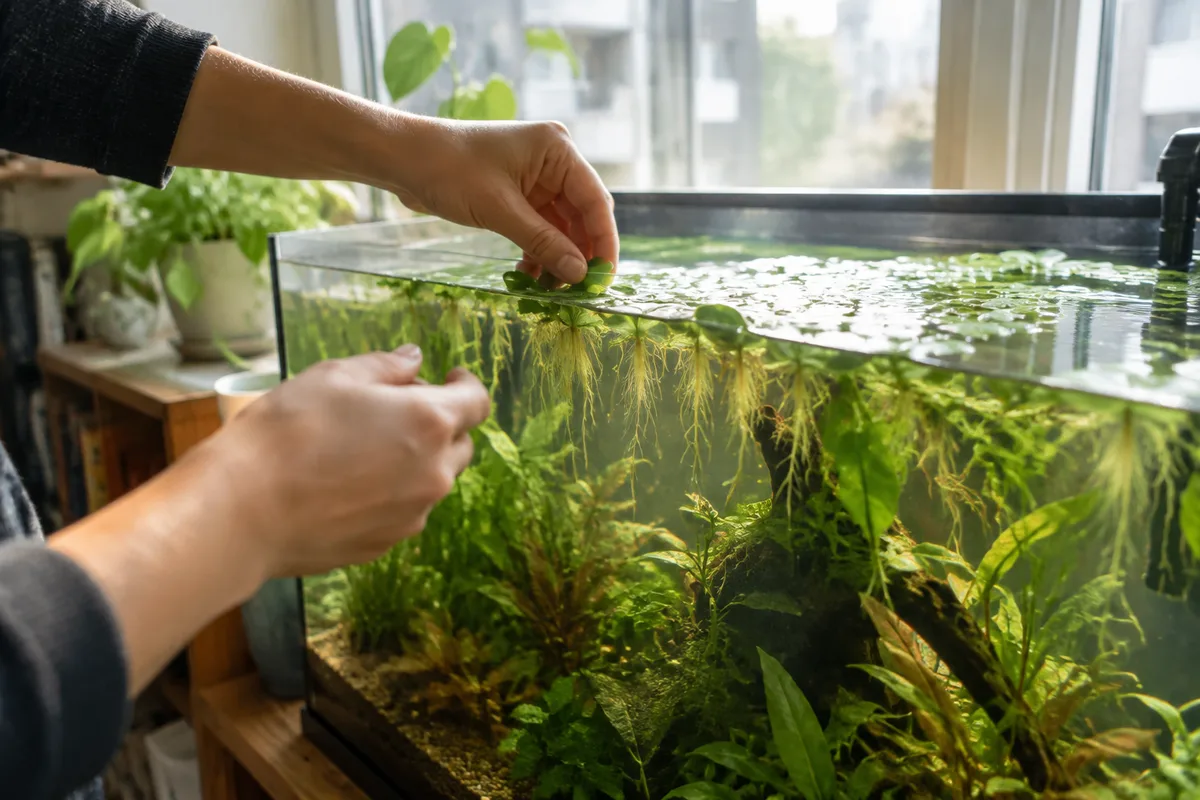 Avantages des plantes flottantes pour l'aquarium : oxygénation, cachettes et lutte contre les algues